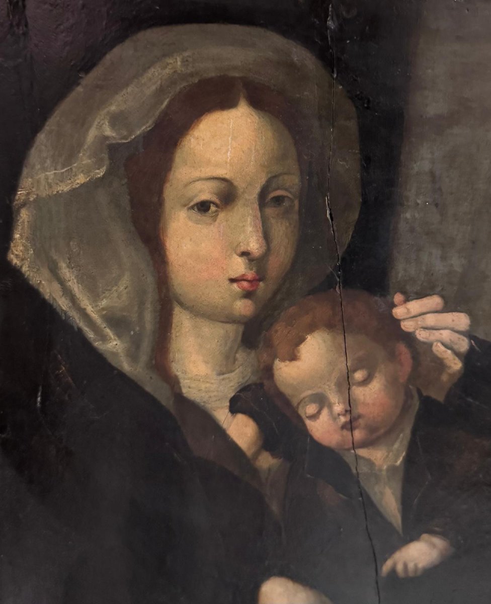 Maternity, Madonna And Child – Oil On Panel, 17th/18th Century-photo-4