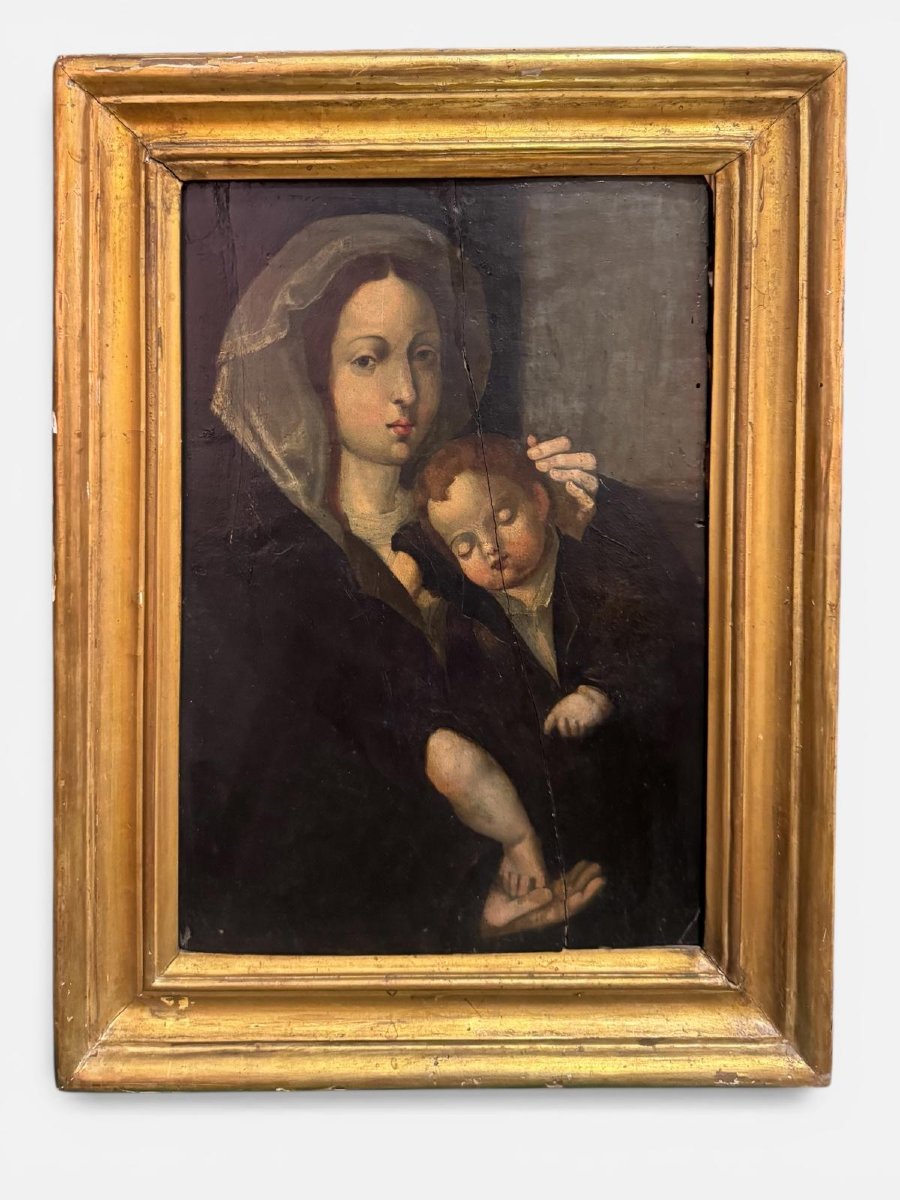 Maternity, Madonna And Child – Oil On Panel, 17th/18th Century-photo-1