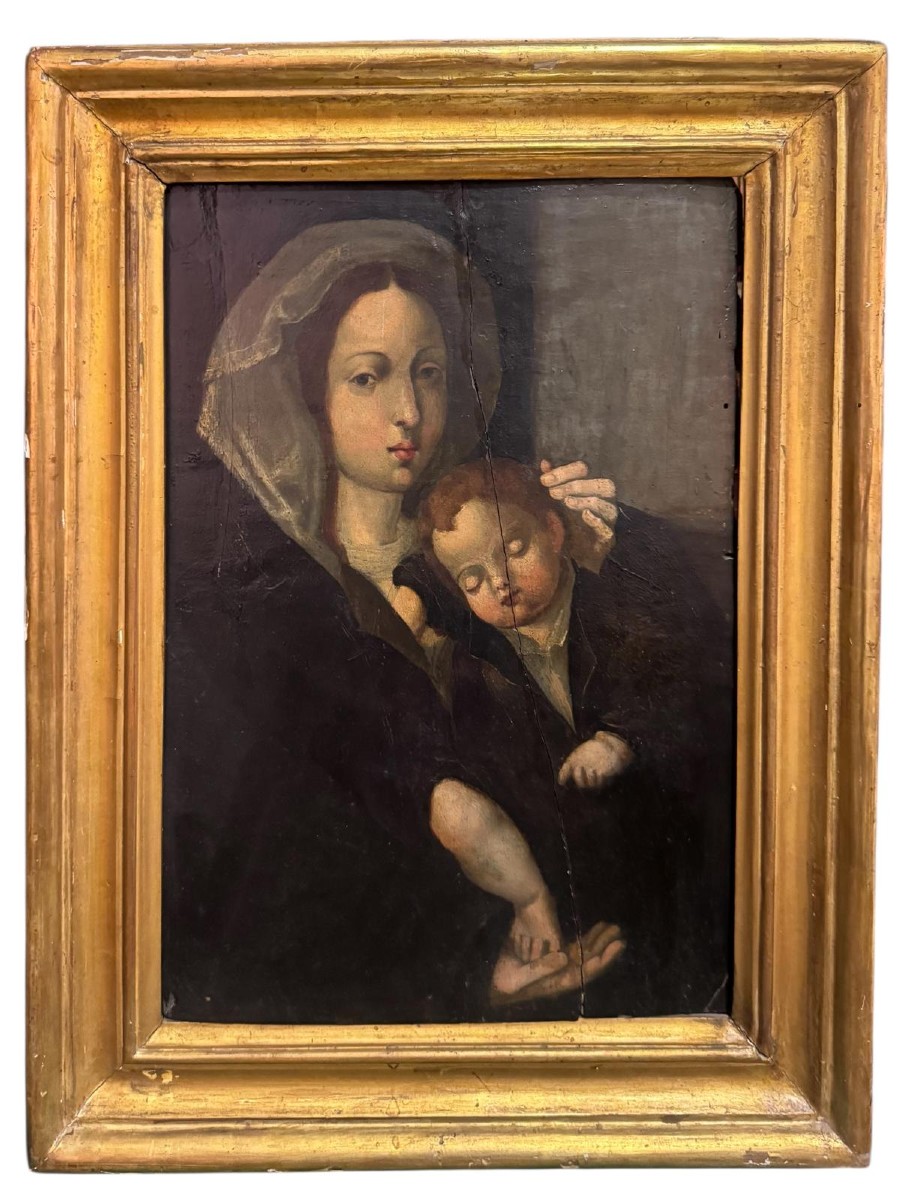 Maternity, Madonna And Child – Oil On Panel, 17th/18th Century