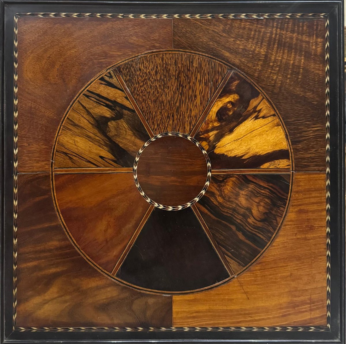 Antique Square Inlaid Coffee Table – 19th Century Regency Style-photo-2