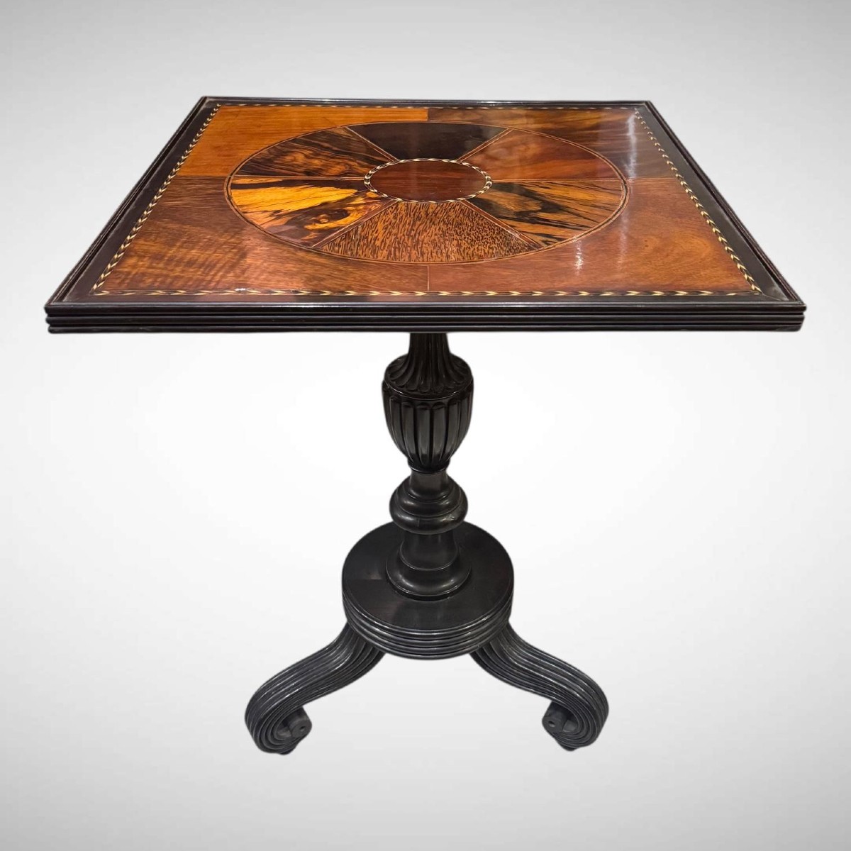 Antique Square Inlaid Coffee Table – 19th Century Regency Style