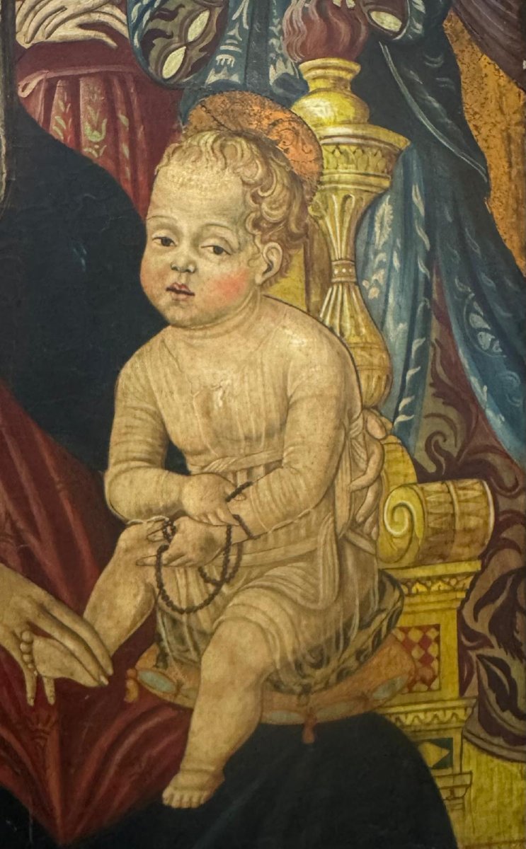 JONI I.F. - Vierge à l'Enfant avec des anges, tempera sur bois doré-photo-2