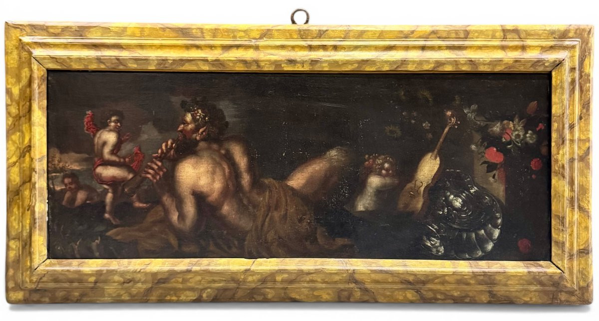 Pendant Of Ancient Oil Paintings On Canvas “allegorical/mythological Scenes”-photo-3