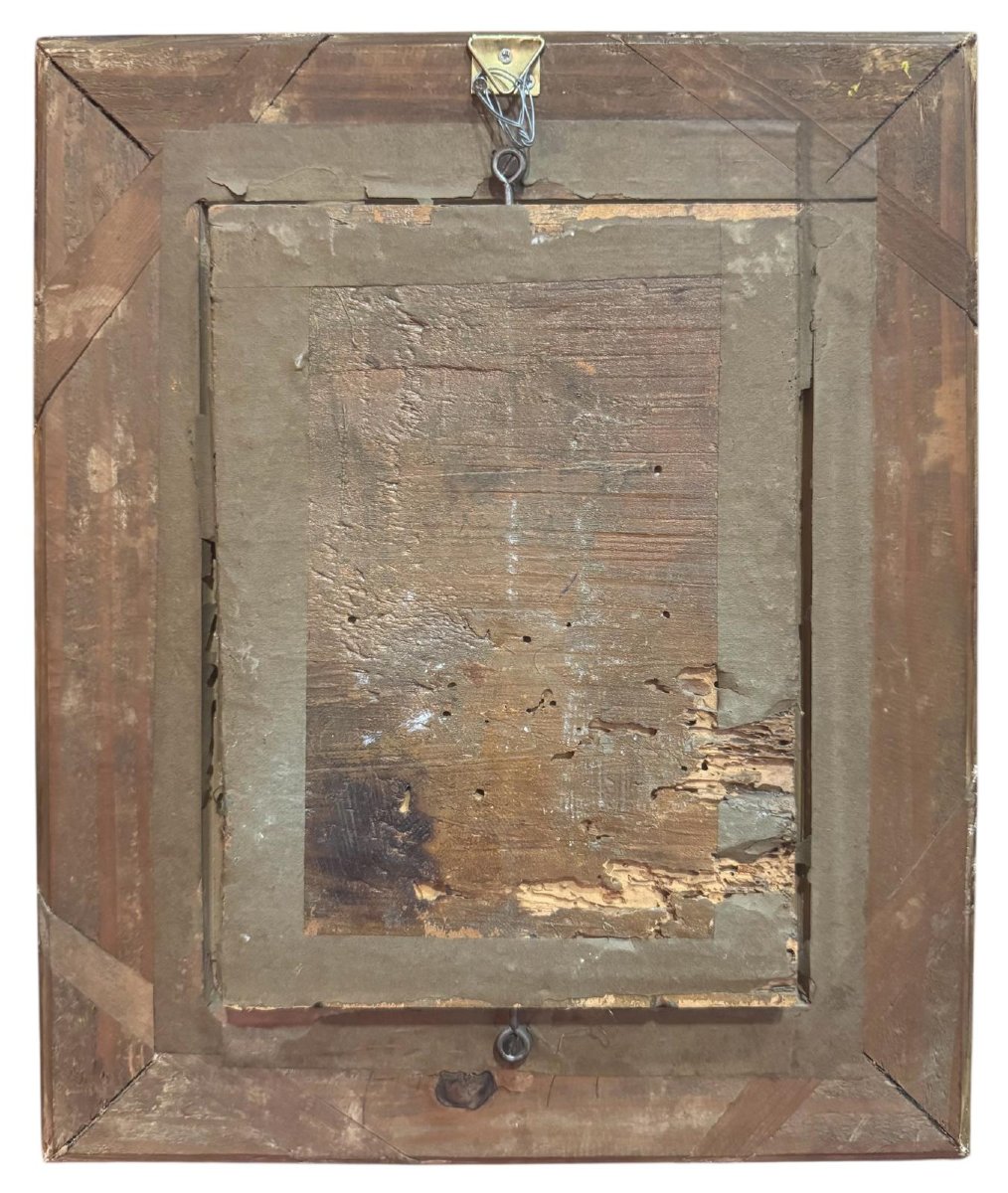 Portrait d'une jeune noble de profil – Peinture à l'huile sur bois-photo-2