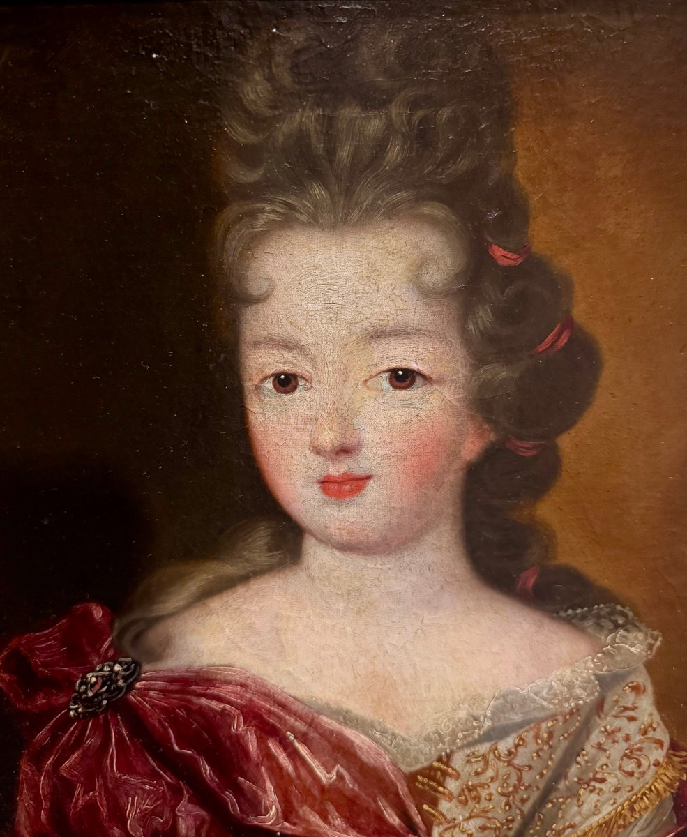 Portrait Of A Young Noblewoman – Oil On Canvas Within A Gilded Frame – Louis XV-photo-3