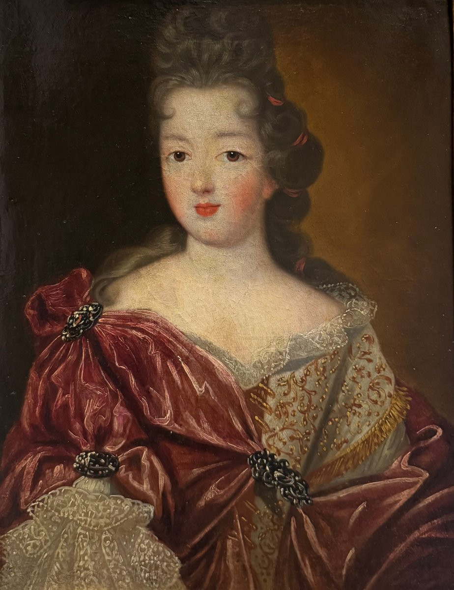 Portrait Of A Young Noblewoman – Oil On Canvas Within A Gilded Frame – Louis XV-photo-1