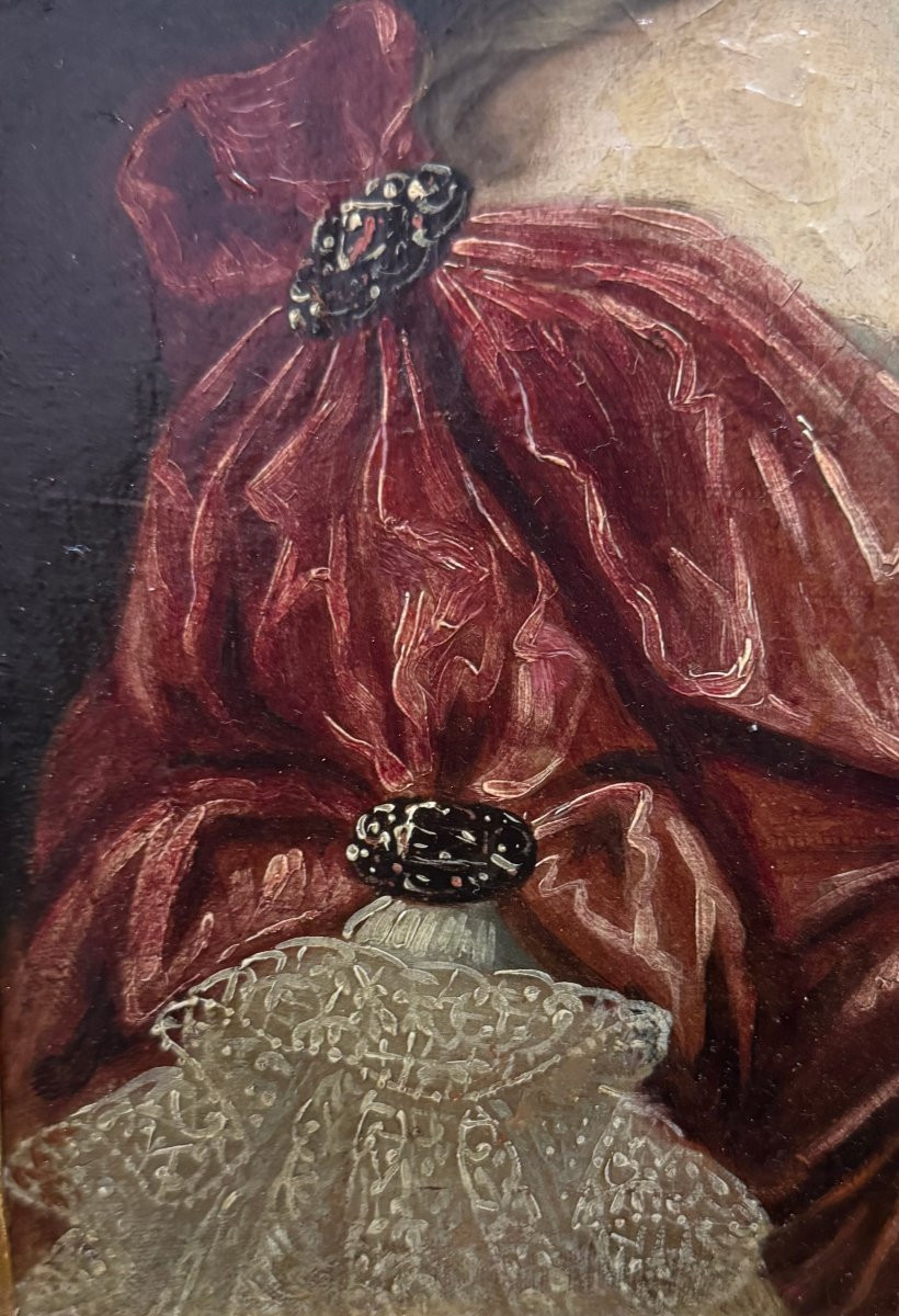 Portrait Of A Young Noblewoman – Oil On Canvas Within A Gilded Frame – Louis XV-photo-2