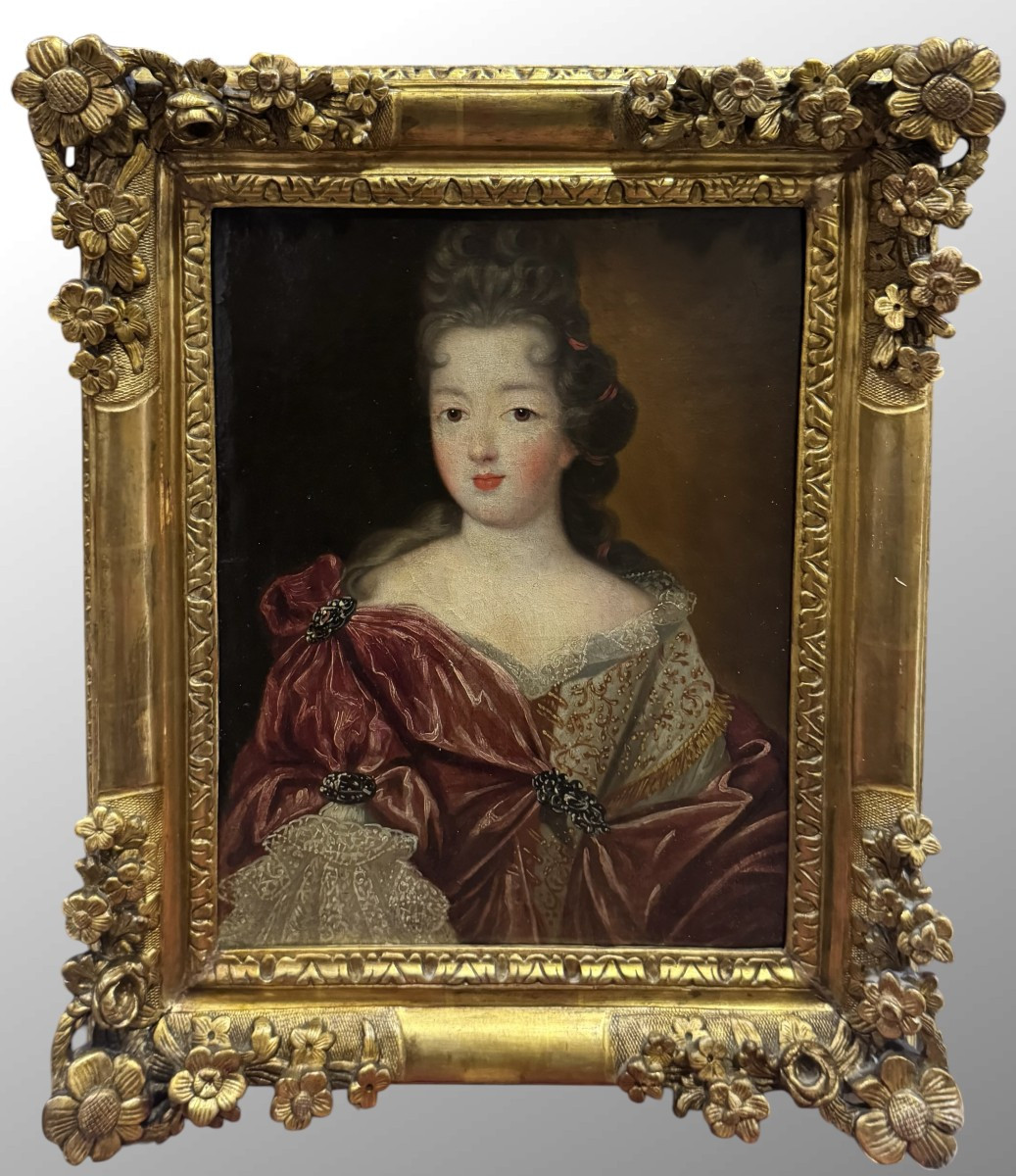 Portrait Of A Young Noblewoman – Oil On Canvas Within A Gilded Frame – Louis XV
