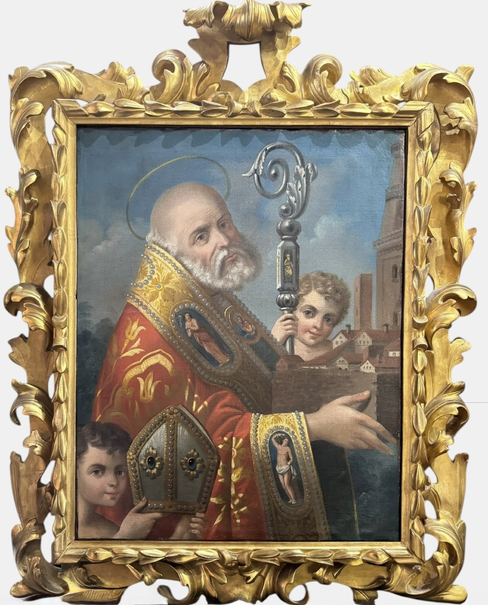 San Geminiano – ancienne peinture à l'huile sur toile, XIXe siècle.