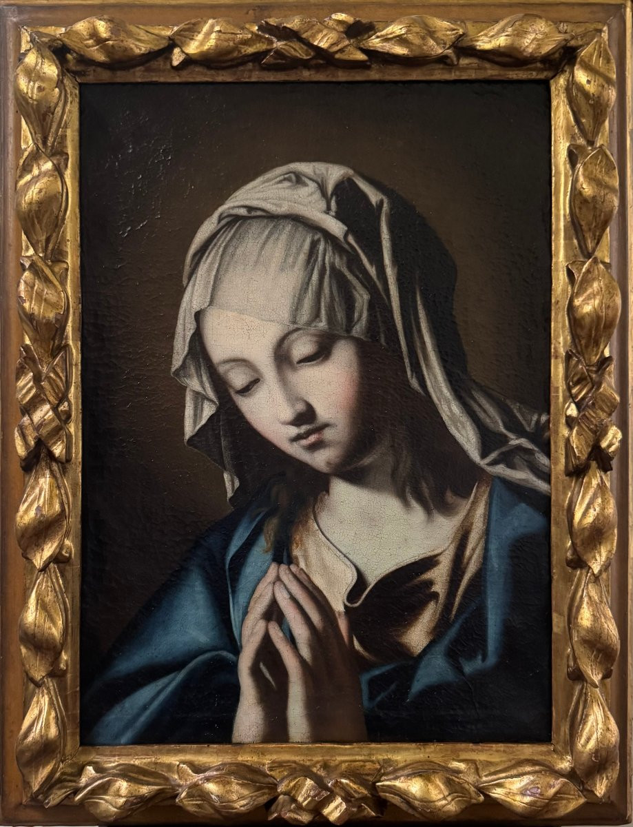 Vierge en prière, atelier/cercle de Sassoferrato – Peinture sur toile-photo-1