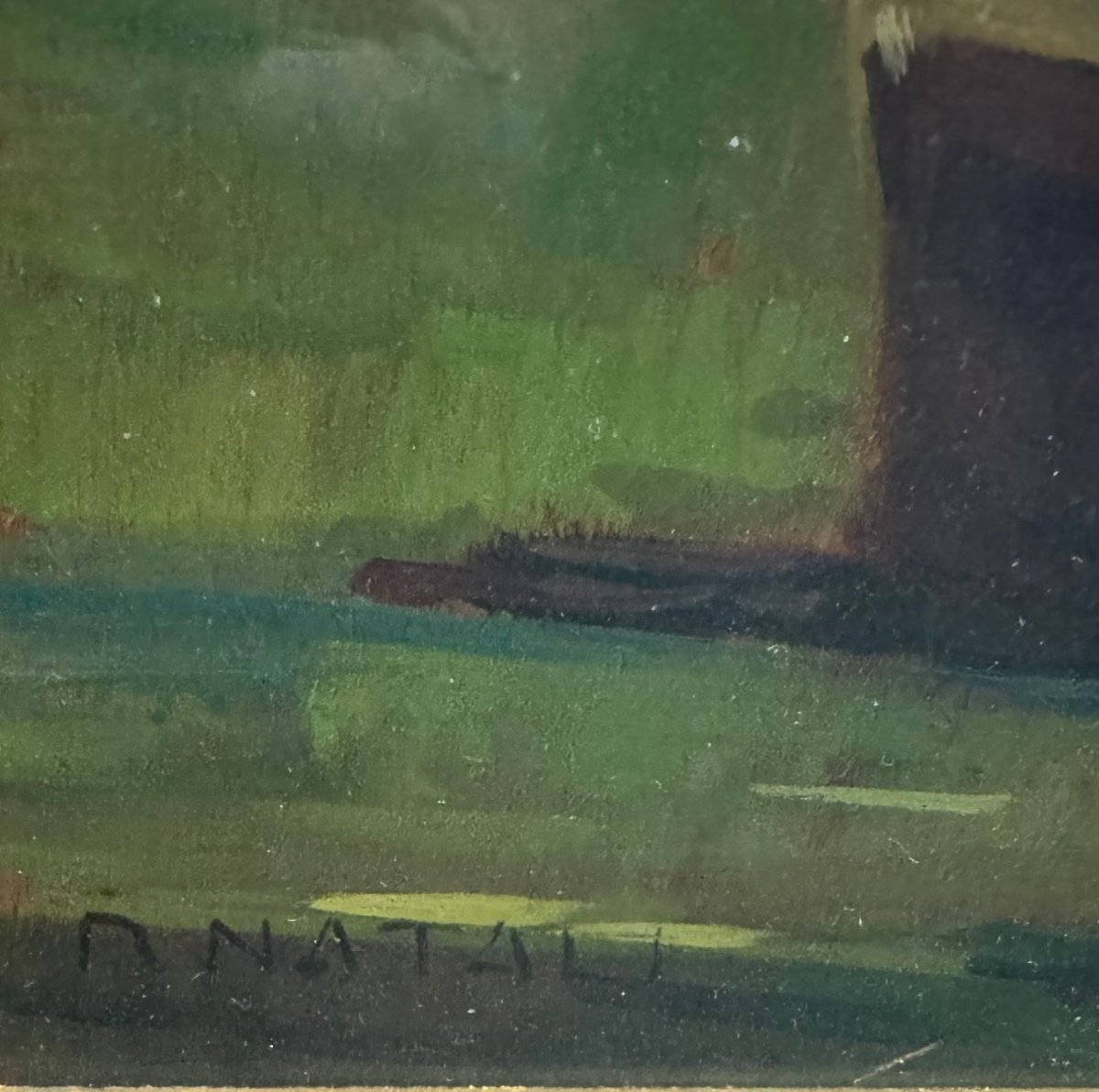Renato Natali – Night Landscape With A Well And A Cottage, Oil On Panel-photo-3