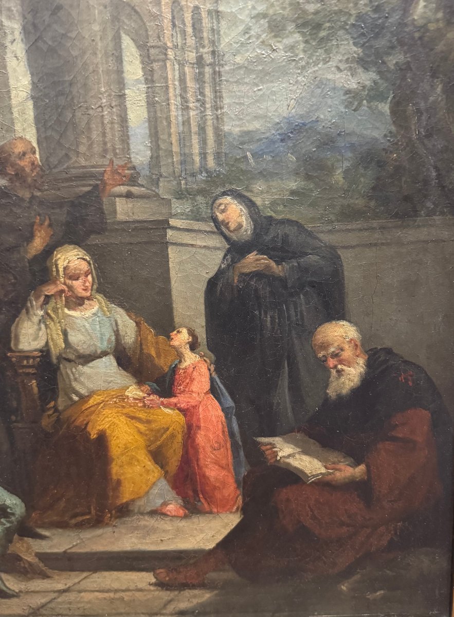 Sainte Anne et l'éducation de la Vierge Marie, peinture sur toile, XIXe siècle.-photo-4