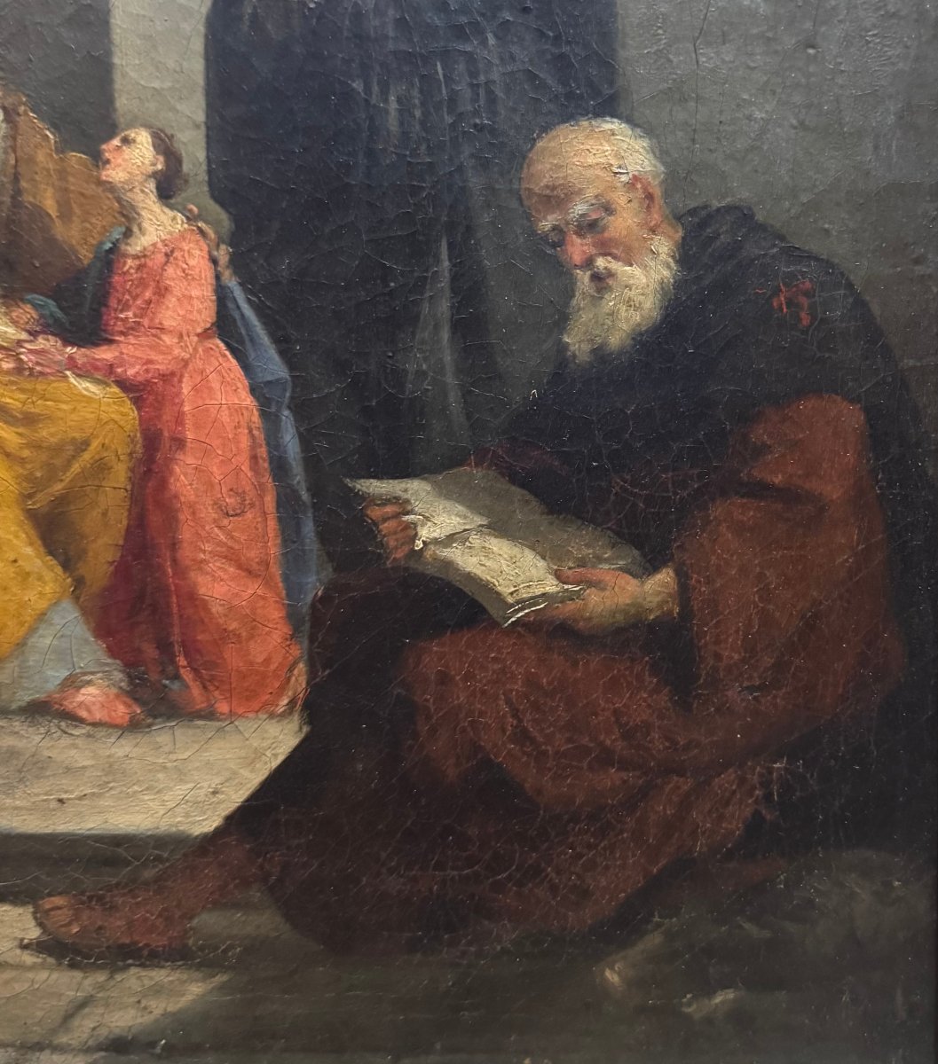 Sainte Anne et l'éducation de la Vierge Marie, peinture sur toile, XIXe siècle.-photo-1