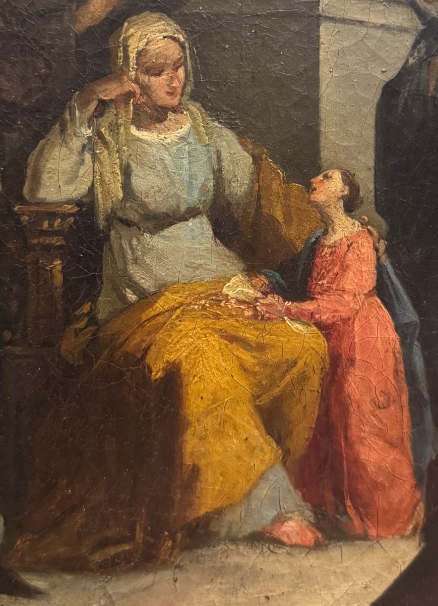 Sainte Anne et l'éducation de la Vierge Marie, peinture sur toile, XIXe siècle.-photo-3