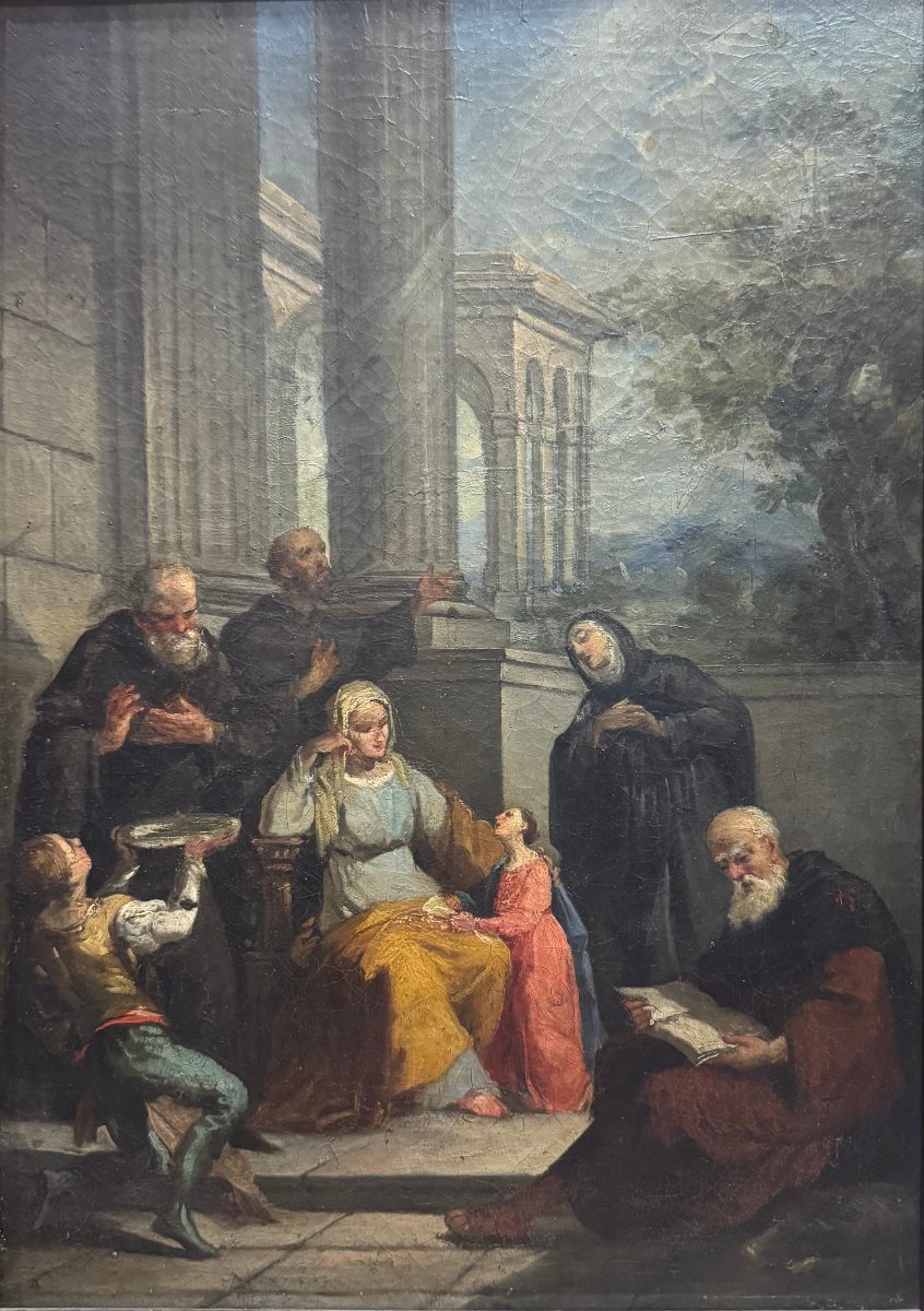Sainte Anne et l'éducation de la Vierge Marie, peinture sur toile, XIXe siècle.