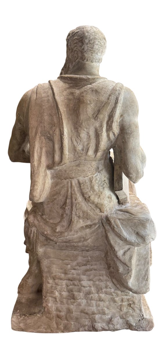 Statue Of Seated Moses, Plaster Sculpture Inspired By Michelangelo's Moses.-photo-1