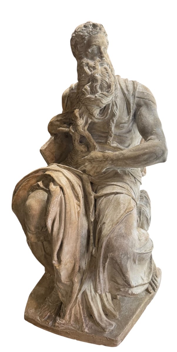 Statue Of Seated Moses, Plaster Sculpture Inspired By Michelangelo's Moses.