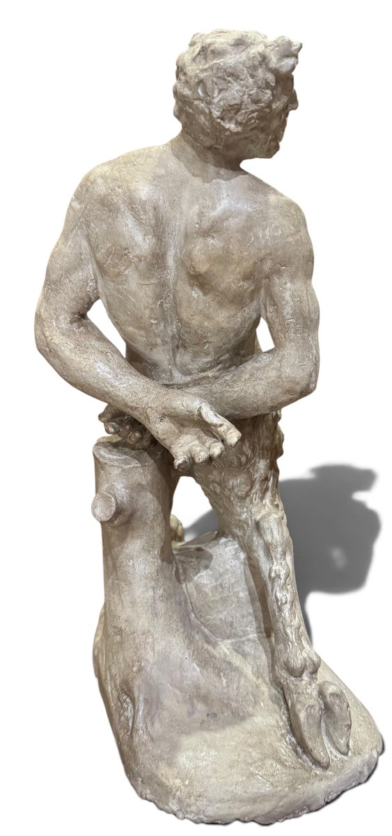 Statue en plâtre d'un Faune ou d'un Satyre – Usine "Civica Casa di Lavoro" à Padoue, Prof. Broc-photo-3