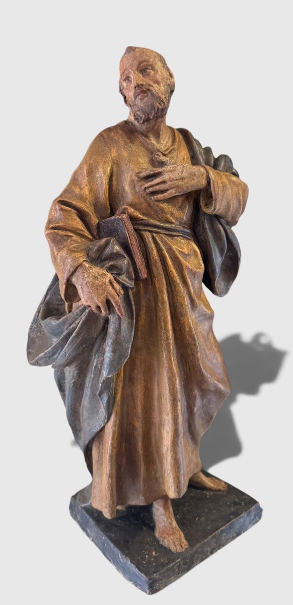Saint Joseph - Ancienne sculpture en terre cuite polychrome du XVIIIe siècle-photo-4