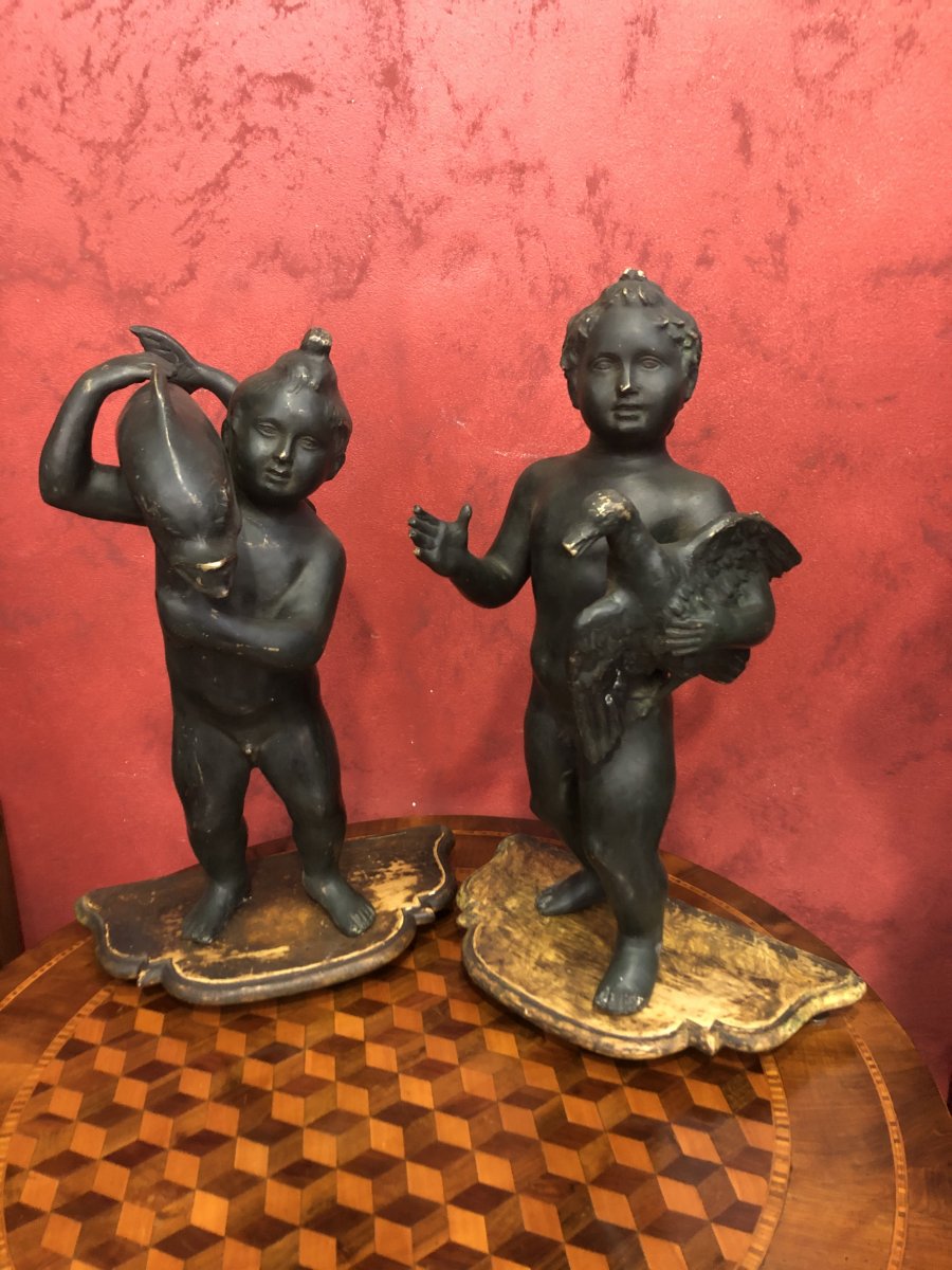 Paire d'Enfants En Bronze