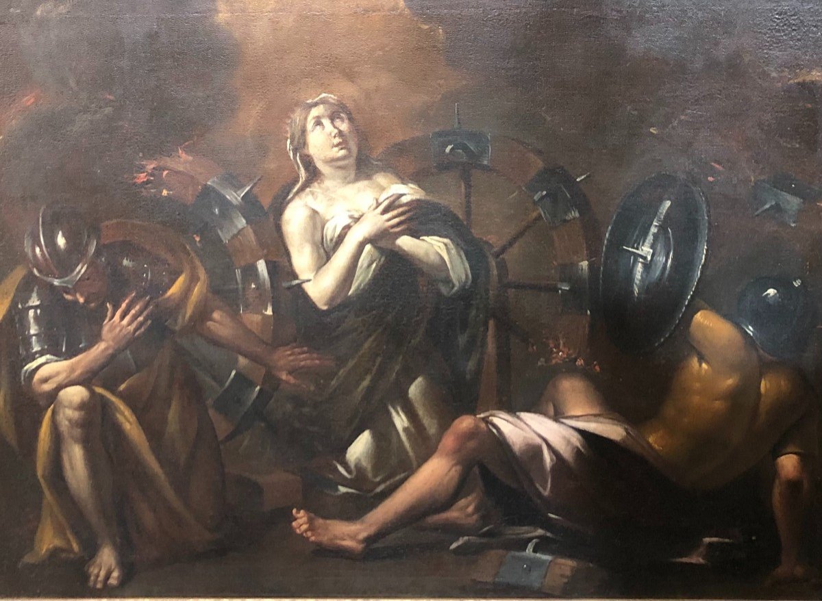 Martyrdom Of Saint Catherine Of Alexandria - Painting On Canvas From The 17th Century-photo-1
