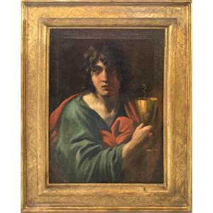 Saint Jean l'évangéliste - Peinture Sur Toile - Cercle de Simon Vouet