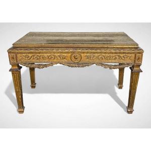 Large Golden Console Table - End Of The 18th Century