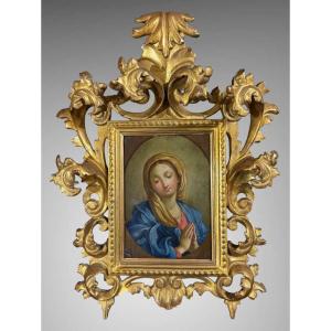 Madone En Prière – Peinture à L’huile Sur Cuivre