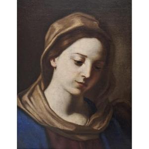 PEINTURE SUR TOILE "MADONE-VIERGE MARIE" - 17EME SIECLE.