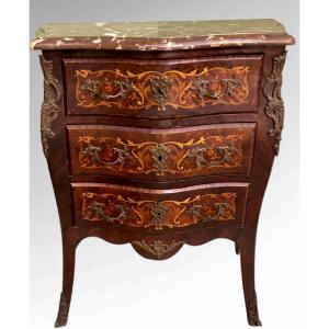 Petite commode Napoléon III, plaquée et marquetée, France, XIXe siècle