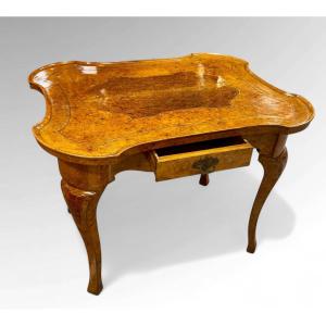 Burl Wood Centerpiece Writing Table – Italy, 18th Century