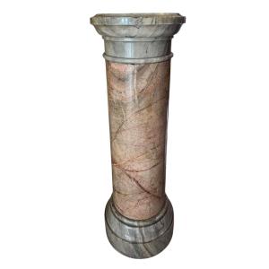 Ancient Marble Column Holding A Statue Or Vase - 19th Century