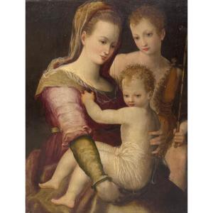 La Vierge à l'Enfant avec saint Jean-Baptiste , peint sur bois, XVIe siècle.