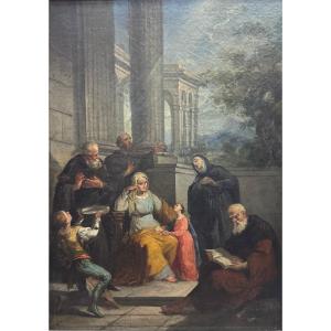 Sainte Anne et l'éducation de la Vierge Marie, peinture sur toile, XIXe siècle.