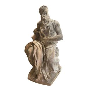 Statue Of Moses Seated, A Plaster Sculpture From The Early 20th Century.