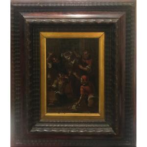 Christ Mocked - Flemish Oil Painting On Canvas 17th Century.