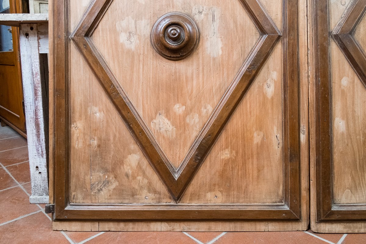 Portes anciennes en peuplier et noyer à losanges, Toscane XVIIe s-photo-3