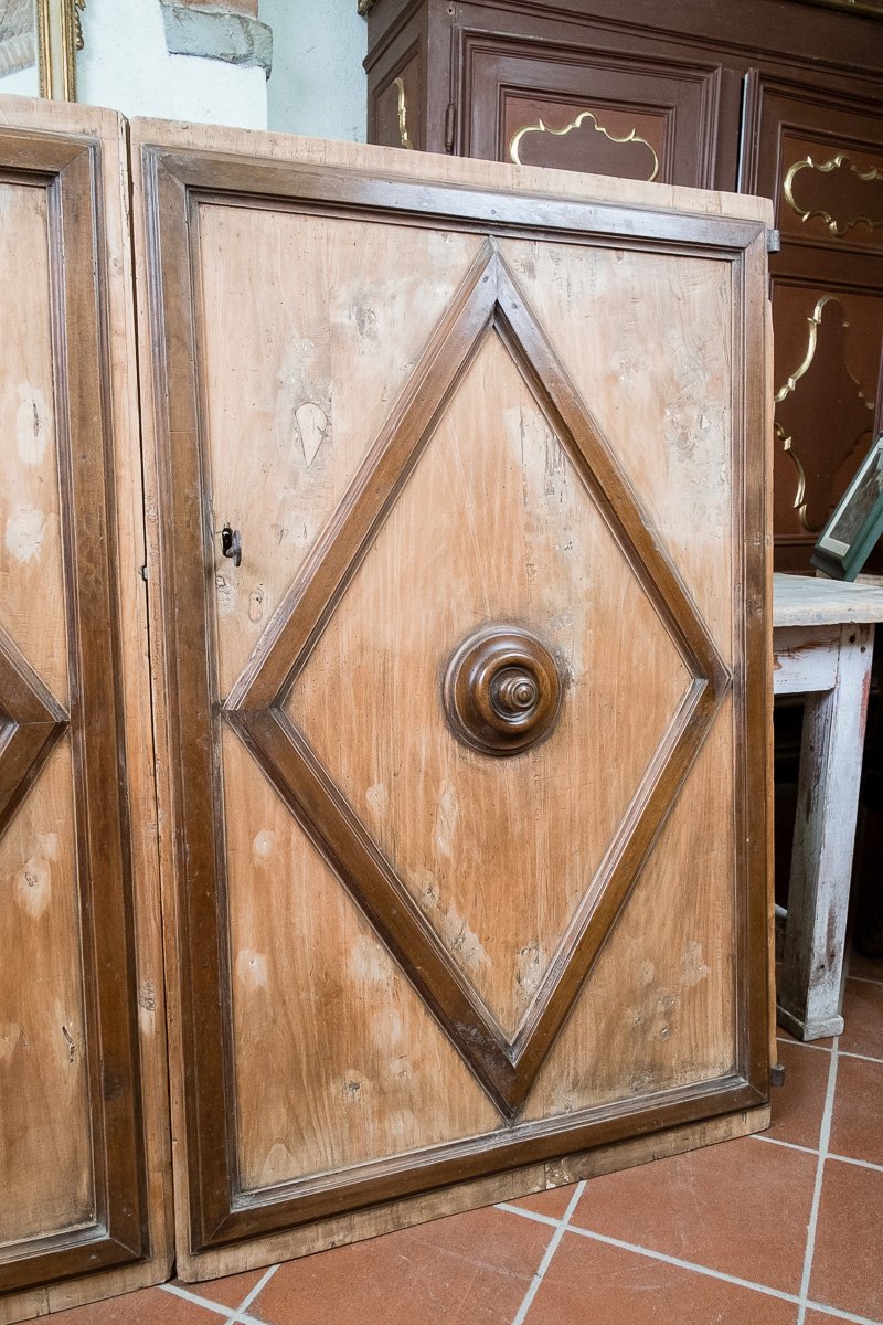 Portes anciennes en peuplier et noyer à losanges, Toscane XVIIe s-photo-4