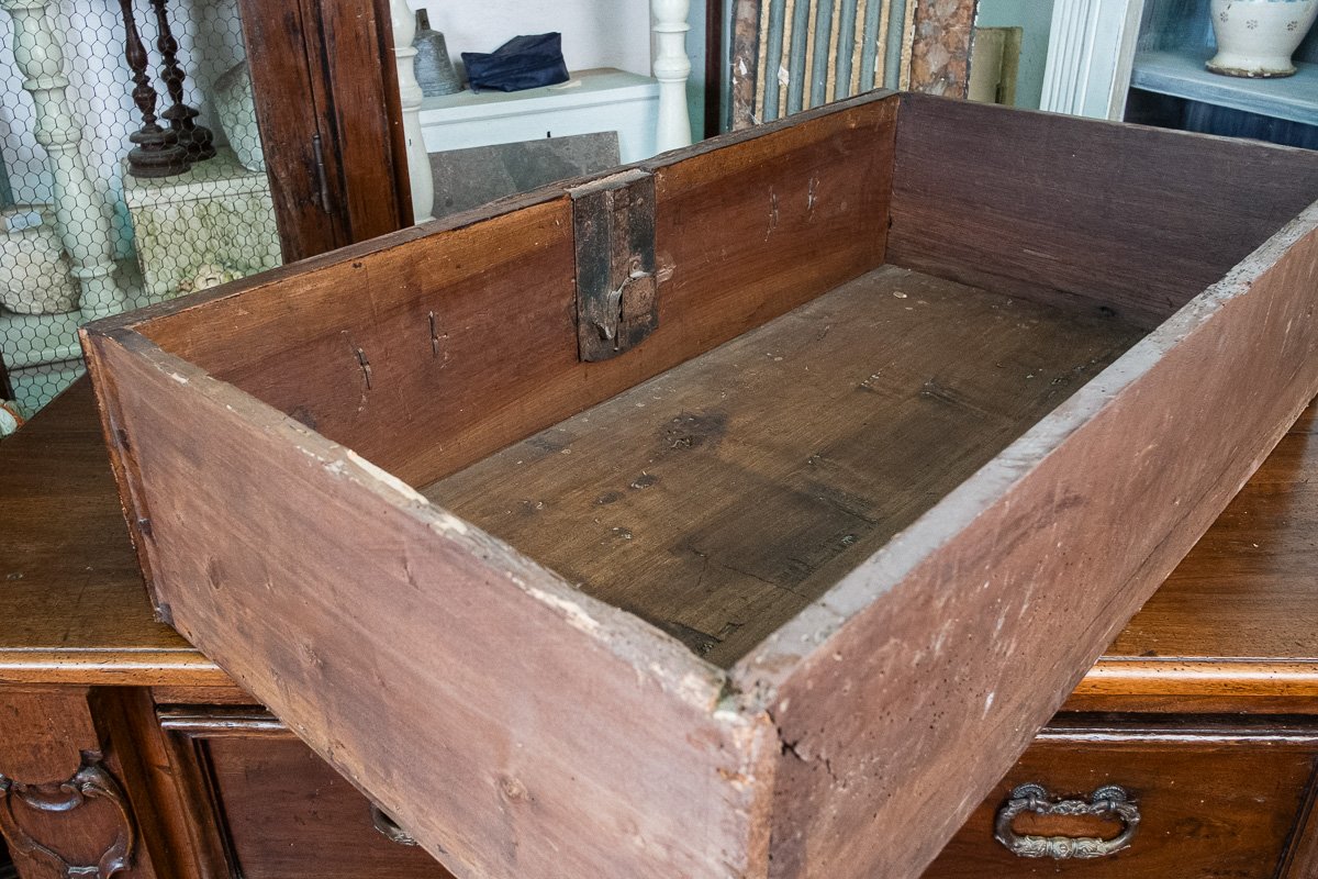 Paire de commodes en noyer sculpté, antiquités ombriennes XVIIe s.-photo-4