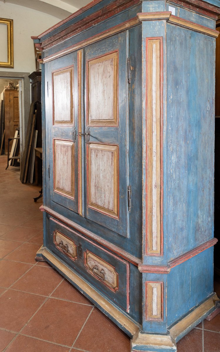 Polychrome Lacquered Armoire With Canted Corners, Northern Italy, Alto Veneto, 18th Century-photo-2