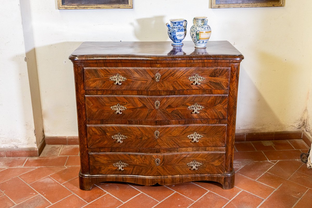 Antique Walnut And Rosewood Veneered Commode, Liguria, Genoa, 18th Century-photo-3