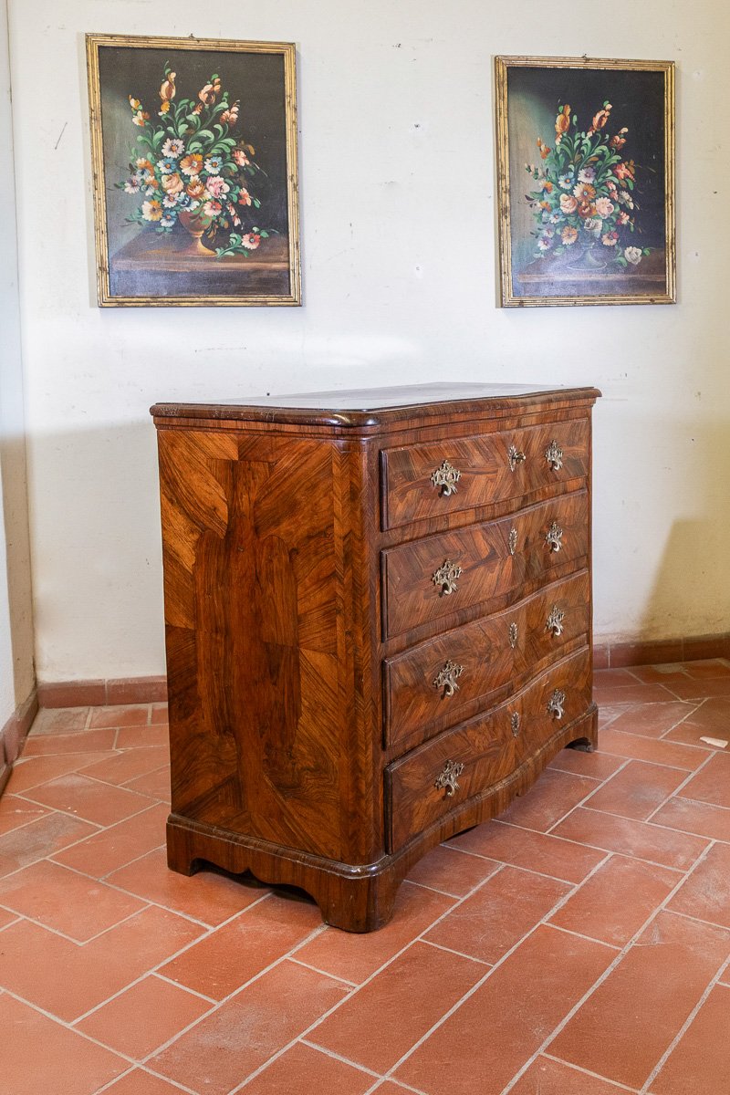 Antique Walnut And Rosewood Veneered Commode, Liguria, Genoa, 18th Century-photo-1