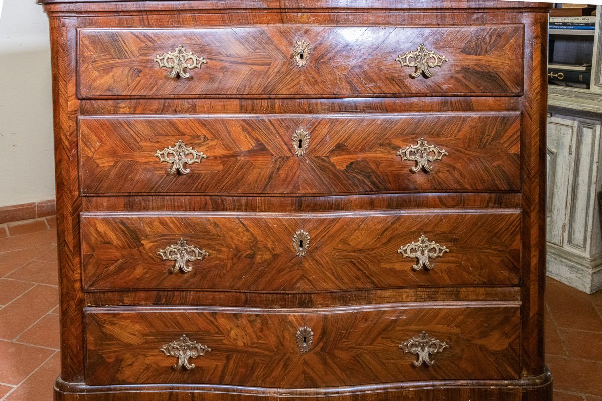 Antique Walnut And Rosewood Veneered Commode, Liguria, Genoa, 18th Century-photo-5