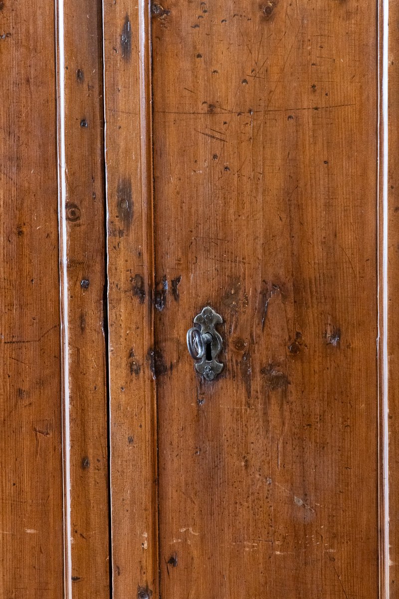 Ancienne armoire en sapin à deux portes, pilastres, Toscane, XVIIe siècle-photo-4