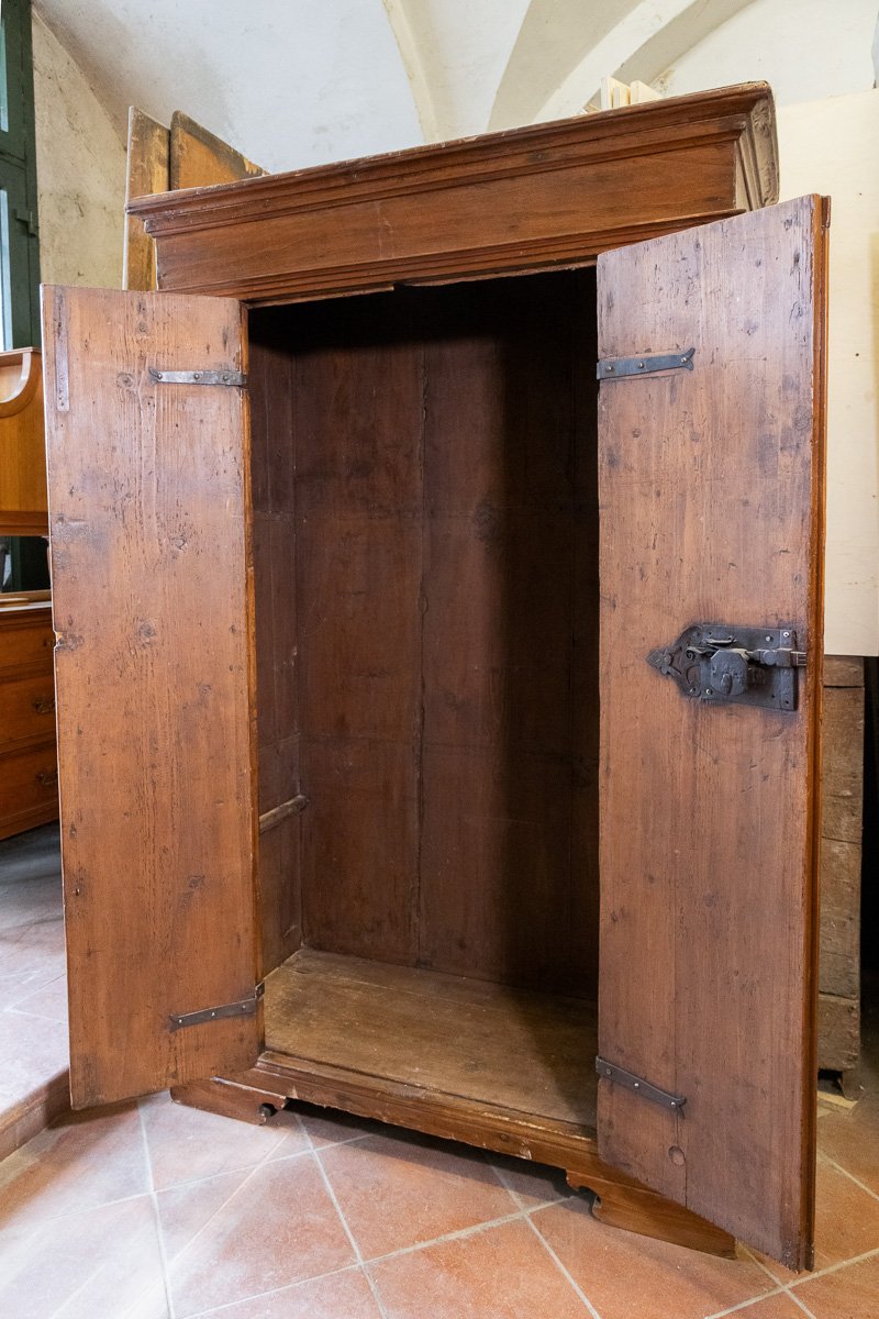 Ancienne armoire en sapin à deux portes, pilastres, Toscane, XVIIe siècle-photo-3