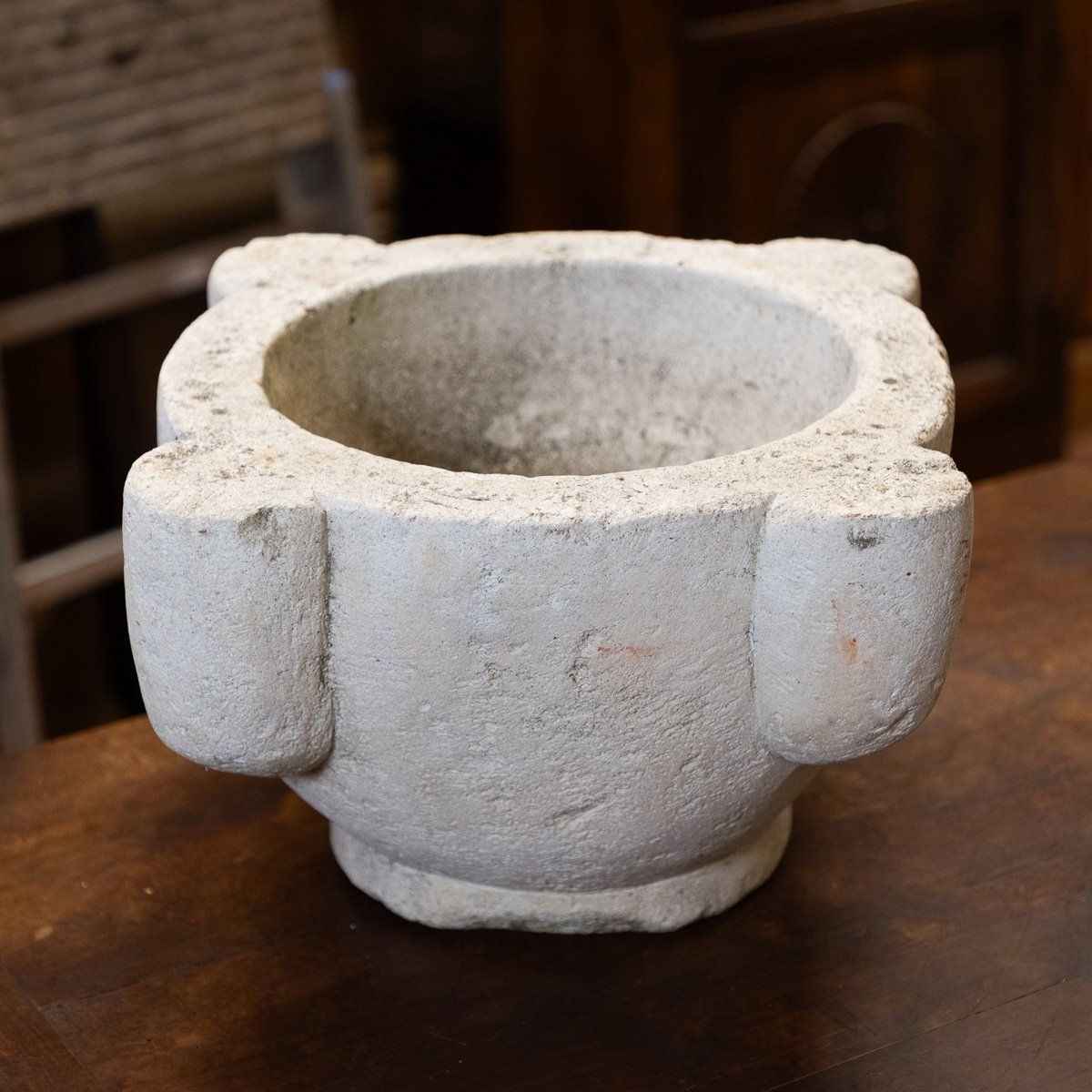 Antique Vicenza Stone Mortar With Four Lobes - Northern Italy, 19th Century