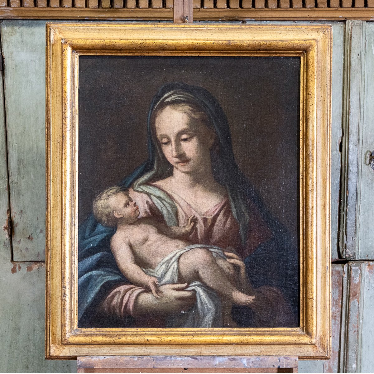 Vierge à l'Enfant, huile sur toile, XVIIe siècle