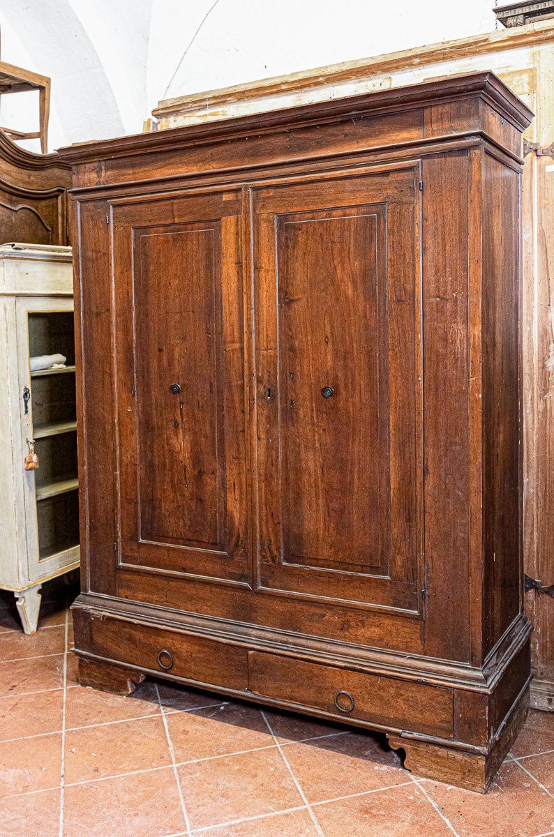 Important Walnut Wardrobe, Tuscan-emilian Apennines, 18th Century-photo-2