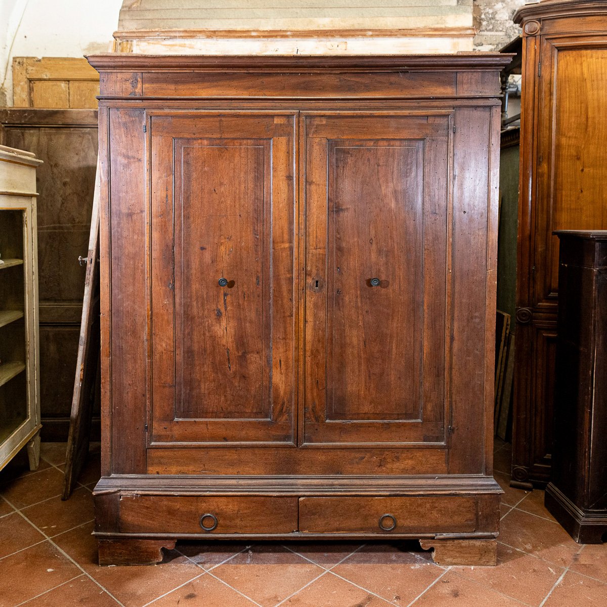 Important Walnut Wardrobe, Tuscan-emilian Apennines, 18th Century