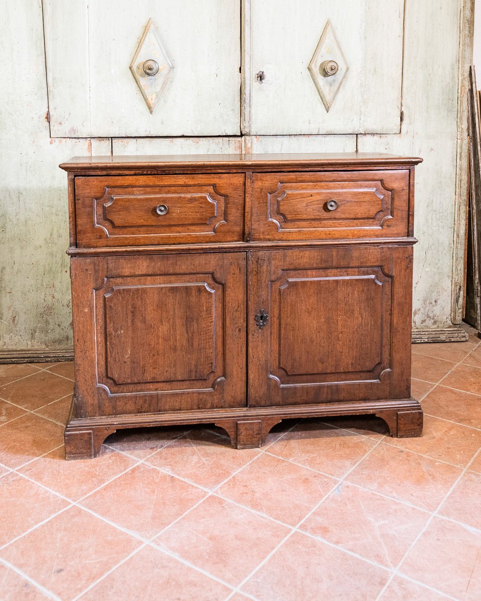 Walnut Sideboard With Two Doors And Two Drawers, Emilia-romagna, Italy, Early 19th Century-photo-2